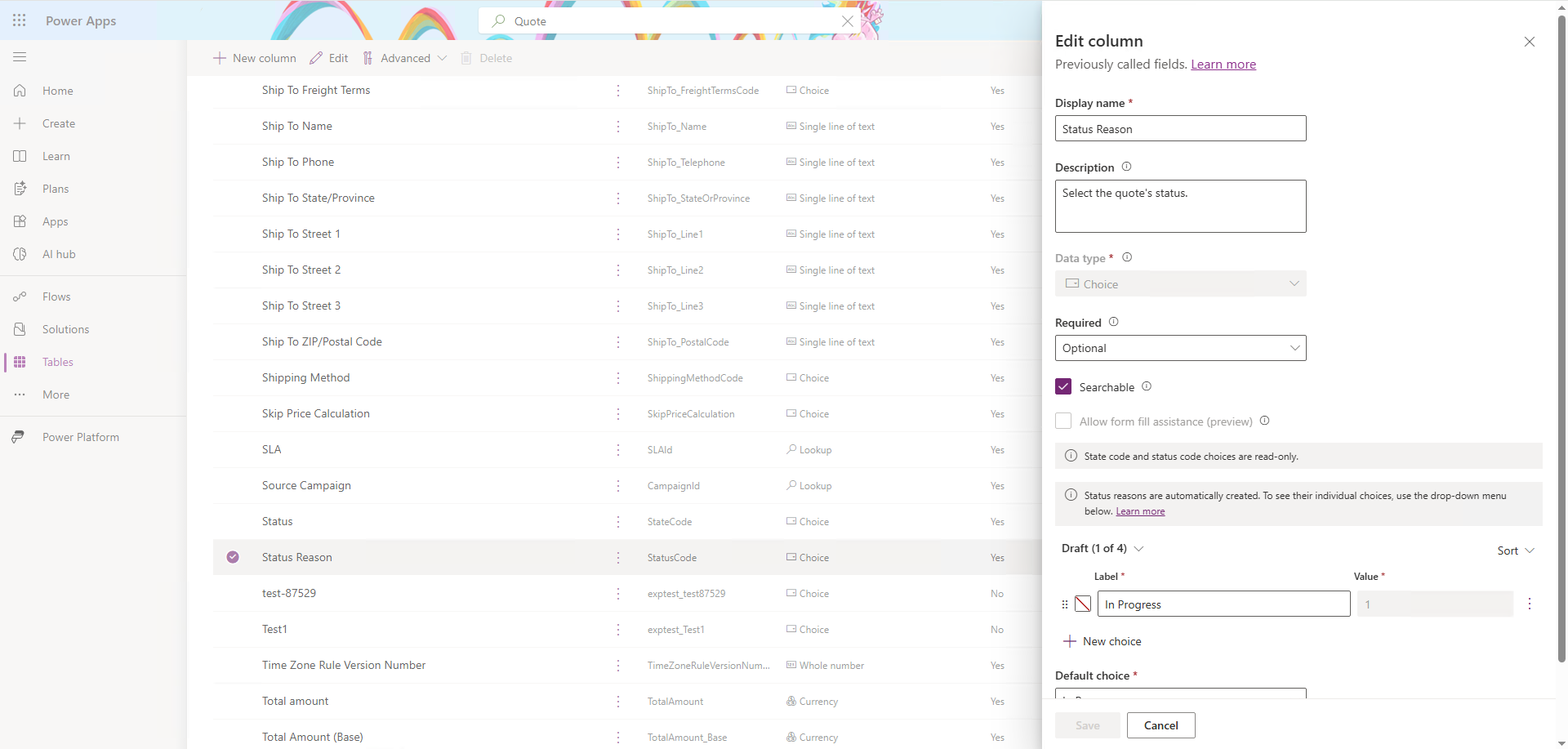 Cloud Connect CE Status Reason column Power Apps.png